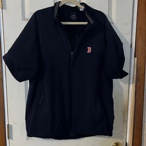 Black Half-Zip Jacket with Red Logo